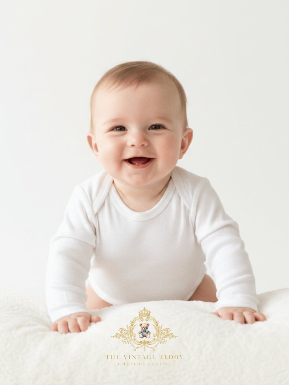 NWT Cute Long Sleeve Baby Onesies One-Piece Bodysuit Kids White Various Sizes